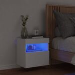 Meuble TV mural avec lumières LED blanc 40x30x40 cm – Image 2