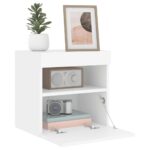 Meubles TV muraux avec lumières LED 2 pcs blanc 40x30x40 cm – Image 4