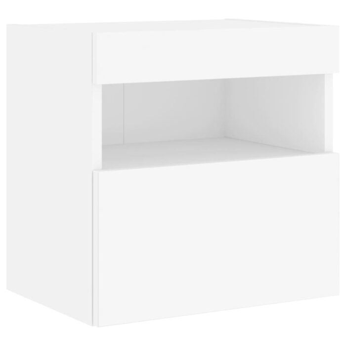 Meubles TV muraux avec lumières LED 2 pcs blanc 40x30x40 cm – Image 6