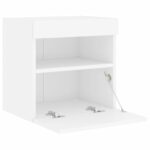 Meubles TV muraux avec lumières LED 2 pcs blanc 40x30x40 cm – Image 7