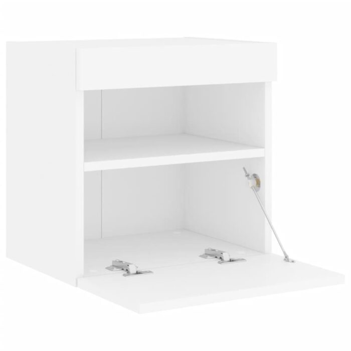 Meubles TV muraux avec lumières LED 2 pcs blanc 40x30x40 cm – Image 7