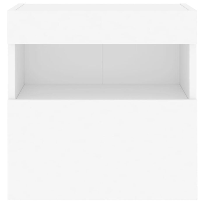 Meubles TV muraux avec lumières LED 2 pcs blanc 40x30x40 cm – Image 8