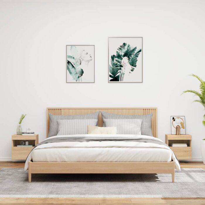 Meubles TV muraux lumières LED 2 pcs chêne sonoma 40x30x40 cm – Image 2