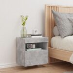 Meuble TV mural avec lumières LED gris béton 40x30x40 cm – Image 3