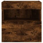 Meuble TV mural avec lumières LED chêne fumé 40x30x40 cm – Image 7