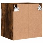 Meuble TV mural avec lumières LED chêne fumé 40x30x40 cm – Image 9