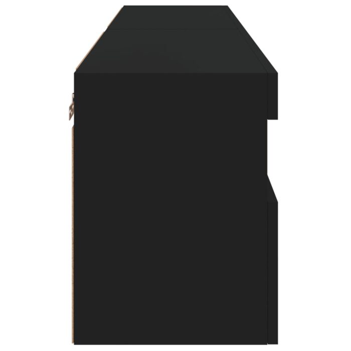 Meubles TV muraux avec lumières LED 2 pcs noir 60x30x40 cm – Image 8