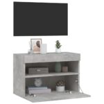 Meuble TV mural avec lumières LED gris béton 60x30x40 cm – Image 5