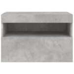 Meuble TV mural avec lumières LED gris béton 60x30x40 cm – Image 7