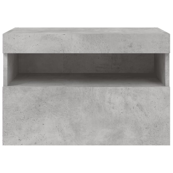 Meuble TV mural avec lumières LED gris béton 60x30x40 cm – Image 7