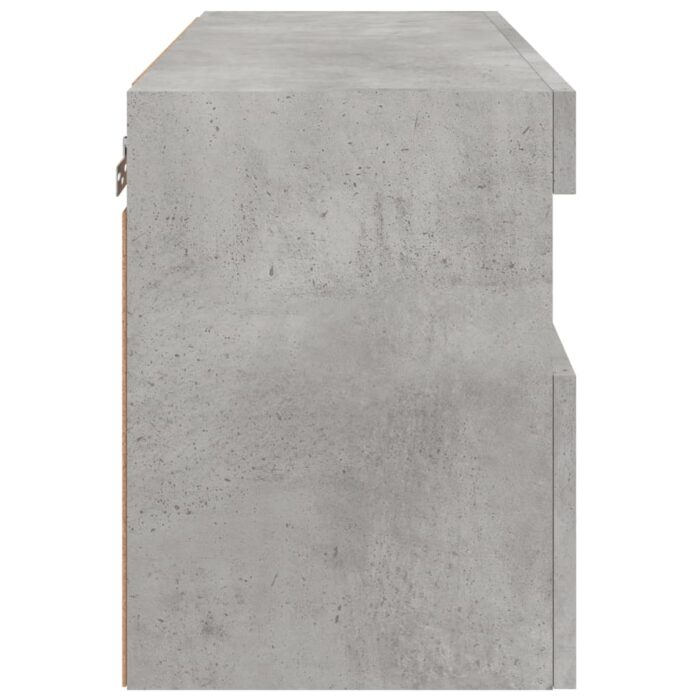 Meuble TV mural avec lumières LED gris béton 60x30x40 cm – Image 8