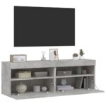 Meubles TV muraux et lumières LED 2pcs gris béton 60x30x40 cm – Image 5