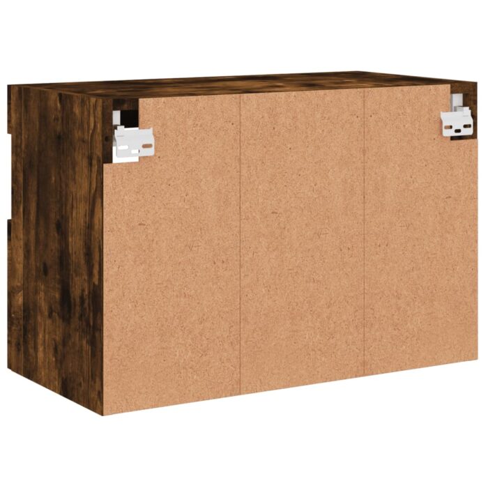 Meuble TV mural avec lumières LED chêne fumé 60x30x40 cm – Image 9