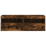 Meubles TV muraux et lumières LED 2pcs chêne fumé 60x30x40 cm – Image 7