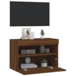 Meuble TV mural avec lumières LED chêne marron 60x30x40 cm – Image 5