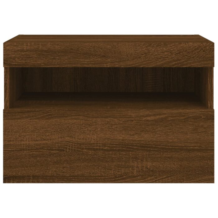 Meuble TV mural avec lumières LED chêne marron 60x30x40 cm – Image 7