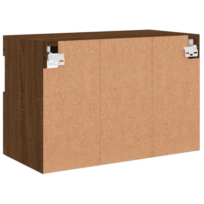 Meuble TV mural avec lumières LED chêne marron 60x30x40 cm – Image 9
