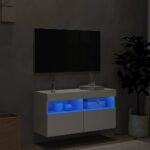 Meuble TV mural avec lumières LED blanc 80x30x40 cm – Image 2