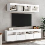Meuble TV mural avec lumières LED blanc 80x30x40 cm – Image 4