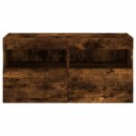 Meuble TV mural avec lumières LED chêne fumé 80x30x40 cm – Image 7