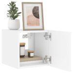 Meuble TV mural avec lumières LED blanc 30,5x35x30 cm – Image 5