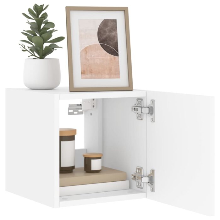 Meuble TV mural avec lumières LED blanc 30,5x35x30 cm – Image 5