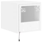 Meubles TV muraux avec lumières LED 2 pcs blanc 30,5x35x30 cm – Image 10