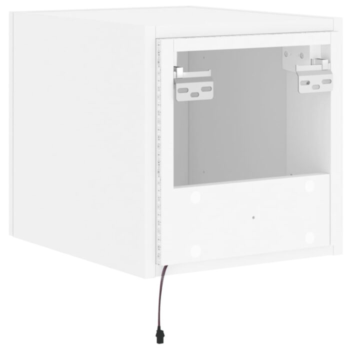 Meubles TV muraux avec lumières LED 2 pcs blanc 30,5x35x30 cm – Image 10