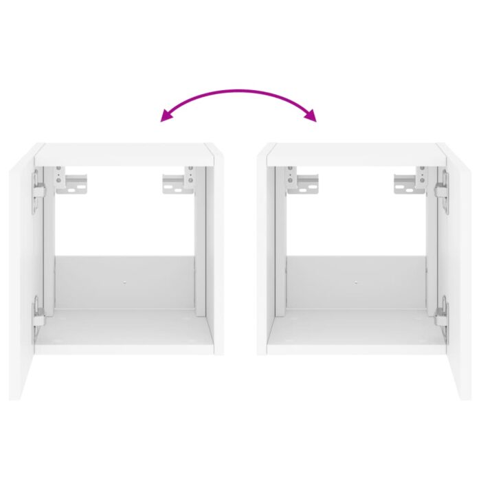Meubles TV muraux avec lumières LED 2 pcs blanc 30,5x35x30 cm – Image 11