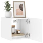 Meubles TV muraux avec lumières LED 2 pcs blanc 30,5x35x30 cm – Image 4