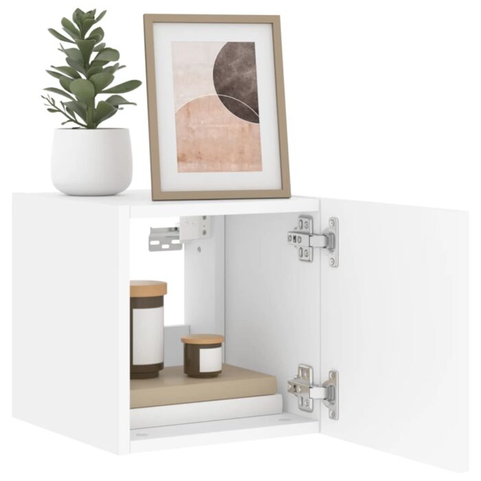 Meubles TV muraux avec lumières LED 2 pcs blanc 30,5x35x30 cm – Image 4