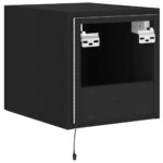 Meubles TV muraux avec lumières LED 2 pcs noir 30,5x35x30 cm – Image 10