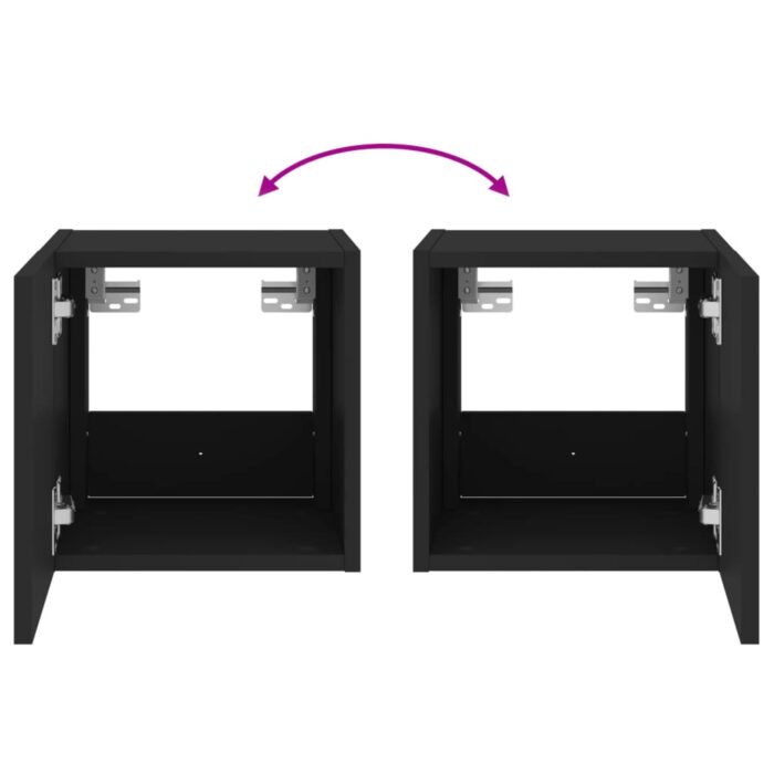 Meubles TV muraux avec lumières LED 2 pcs noir 30,5x35x30 cm – Image 11