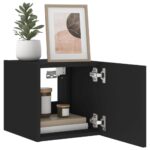 Meubles TV muraux avec lumières LED 2 pcs noir 30,5x35x30 cm – Image 4
