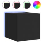 Meubles TV muraux avec lumières LED 2 pcs noir 30,5x35x30 cm – Image 5