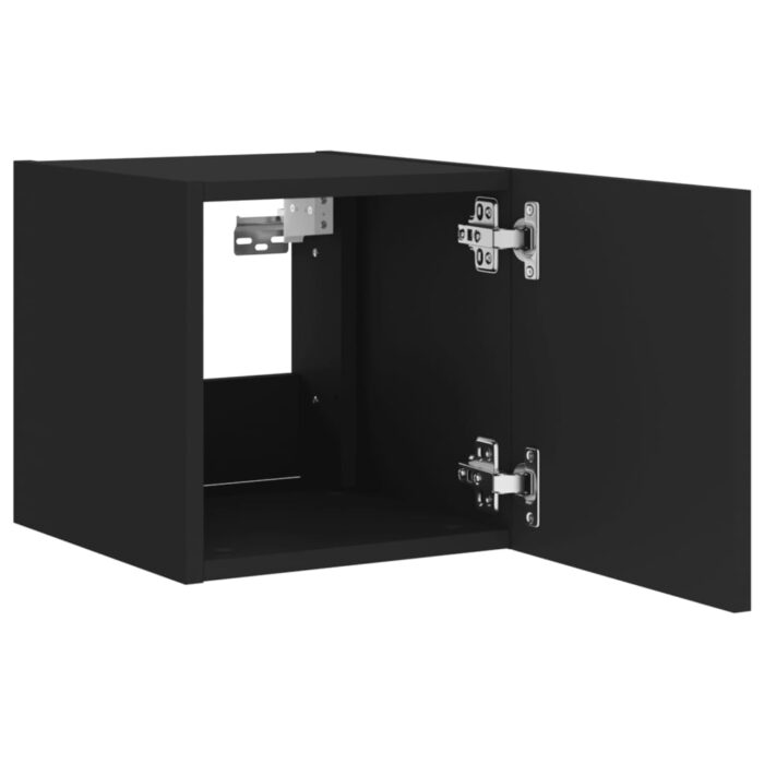 Meubles TV muraux avec lumières LED 2 pcs noir 30,5x35x30 cm – Image 7