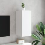 Meuble TV mural avec lumières LED blanc 30,5x35x70 cm – Image 3