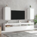 Meuble TV mural avec lumières LED blanc 30,5x35x70 cm – Image 4