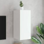 Meuble TV mural avec lumières LED blanc 30,5x35x70 cm