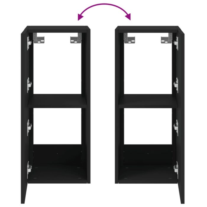 Meuble TV mural avec lumières LED noir 30,5x35x70 cm – Image 10