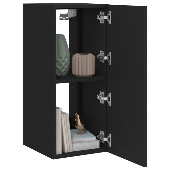 Meuble TV mural avec lumières LED noir 30,5x35x70 cm – Image 5