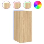 Meubles TV muraux lumières LED 2 pcs chêne sonoma 30,5x35x70 cm – Image 4