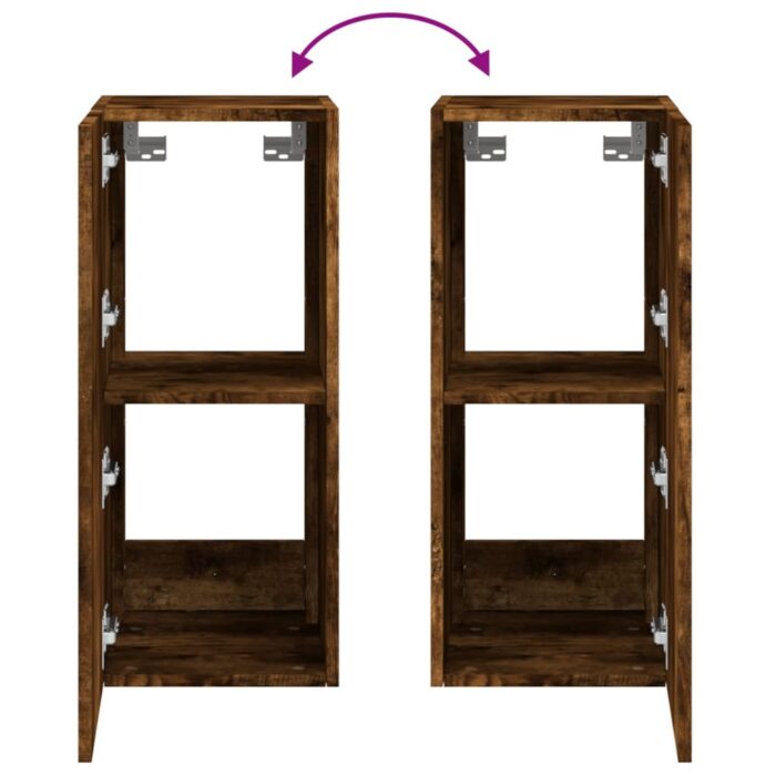 Meuble TV mural avec lumières LED chêne fumé 30,5x35x70 cm – Image 10