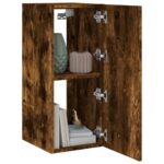 Meuble TV mural avec lumières LED chêne fumé 30,5x35x70 cm – Image 5