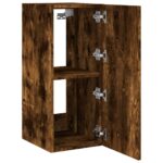 Meuble TV mural avec lumières LED chêne fumé 30,5x35x70 cm – Image 6