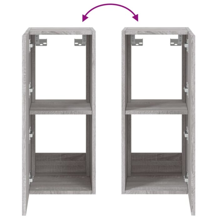 Meuble TV mural avec lumières LED sonoma gris 30,5x35x70 cm – Image 10