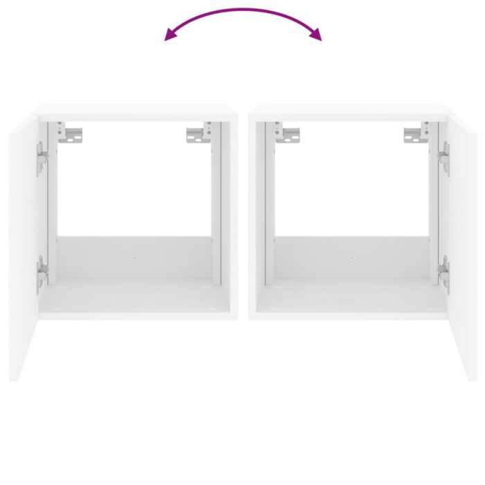 Meuble TV mural avec lumières LED blanc 40,5x35x40 cm – Image 10
