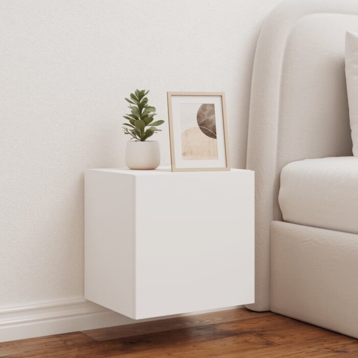 Meuble TV mural avec lumières LED blanc 40,5x35x40 cm – Image 3