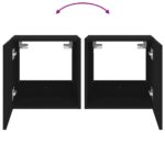 Meuble TV mural avec lumières LED noir 40,5x35x40 cm – Image 10
