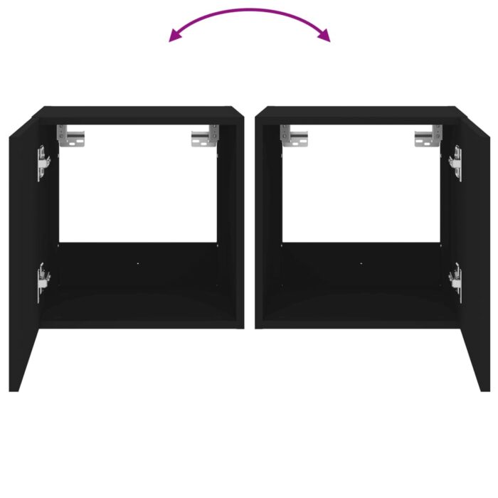 Meuble TV mural avec lumières LED noir 40,5x35x40 cm – Image 10